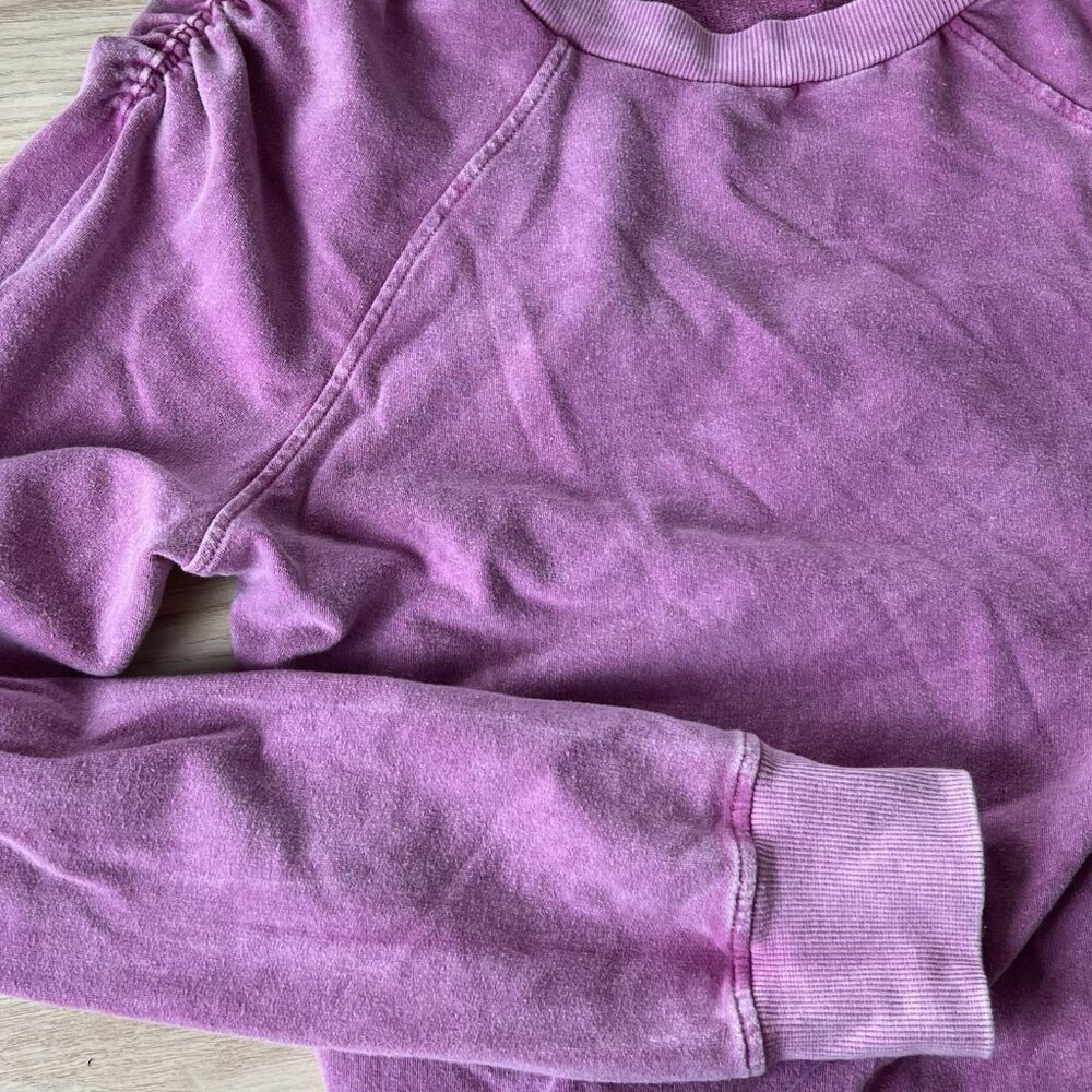 T.LA Ruched Sweatshirt Truly Madly Deeply Pink French Terry Burnout Garment Dyed - Picture 13 of 16